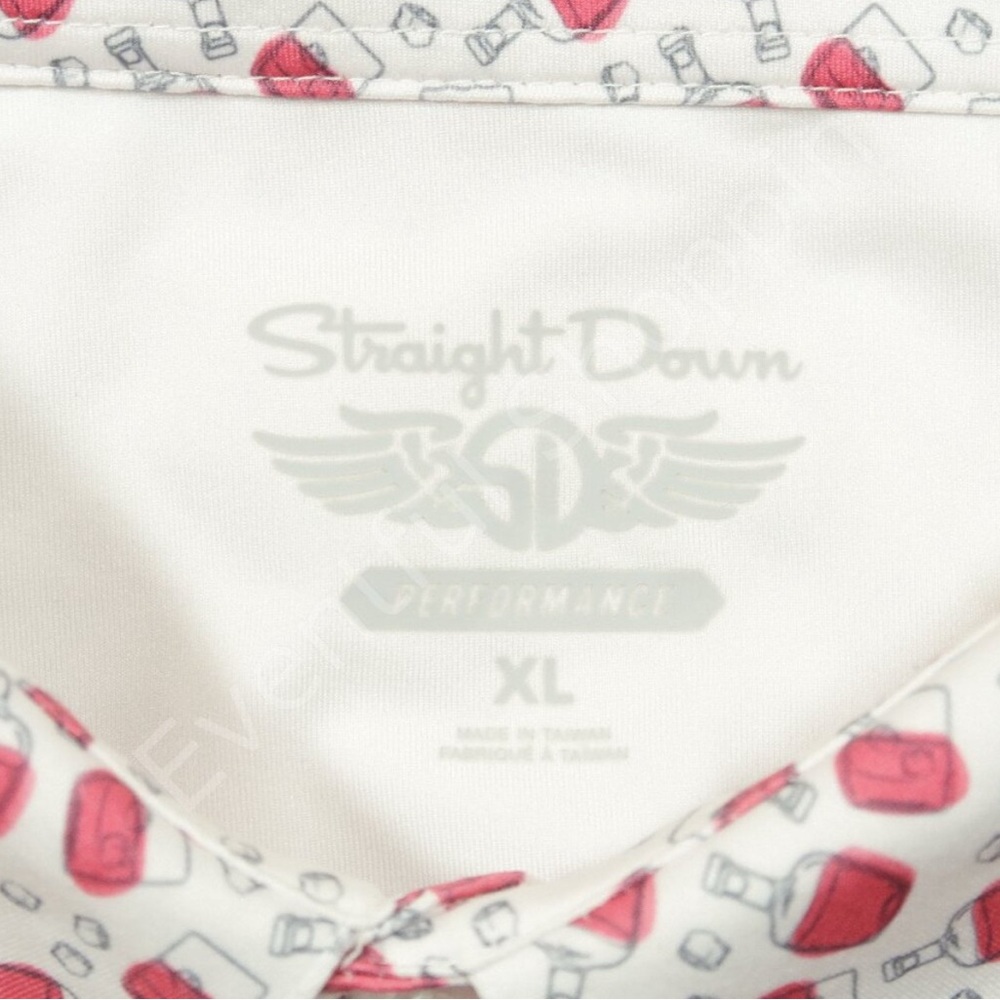 Straight Down Polo Shirt Mens XL White Red Solmar Golf Bourbon Drinks - Picture 5 of 5